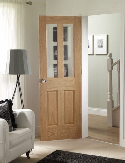 Internal Oak Malton Door with Clear Bevelled Glass