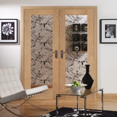 Internal Oak Pattern 10 Door Pair with Clear Glass