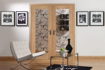 Internal Oak Pattern 10 Door Pair with Obscure Glass