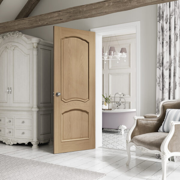 Internal Oak Louis Fire Door with Raised Mouldings - Image 2