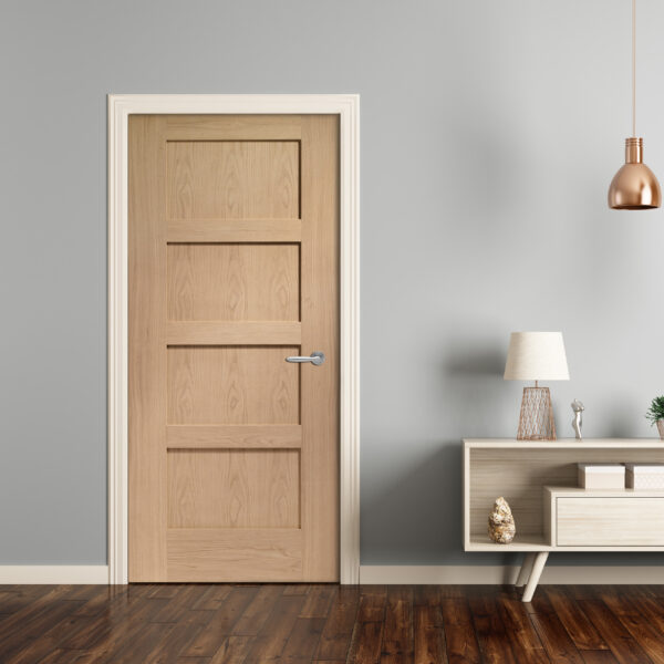 Internal Oak Pre-Finished Shaker 4 Panel Fire Door