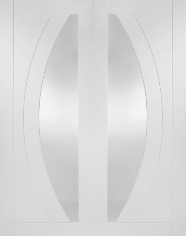 Internal White Primed Salerno Door Pair with Clear Glass - Image 2