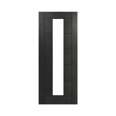 Seville 1L Brushed Black Oak Internal Door with Glass