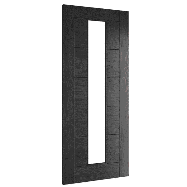 Seville 1L Brushed Black Oak Internal Door with Glass - Image 2
