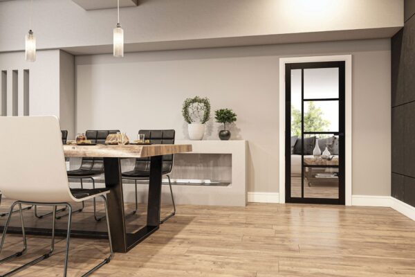 Brixton Prefinished Black Industrial Internal Door with Glass - Image 3
