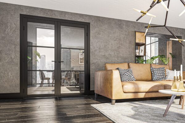 Camden Prefinished Black Industrial Internal Door with Glass - Image 3