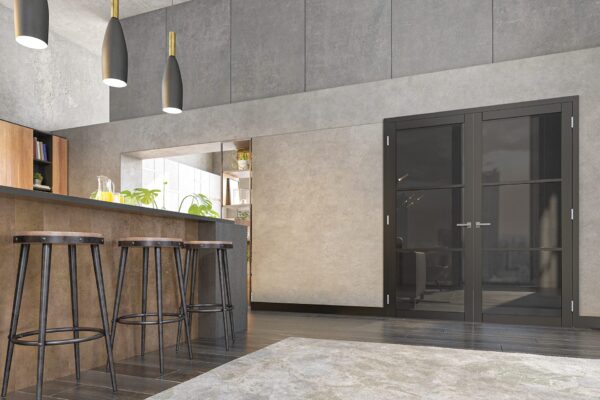 Camden Prefinished Black Industrial Internal Door with Tinted Glass - Image 3