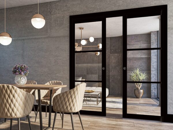 Camden Prefinished Black Industrial Internal Door with Glass - Image 4