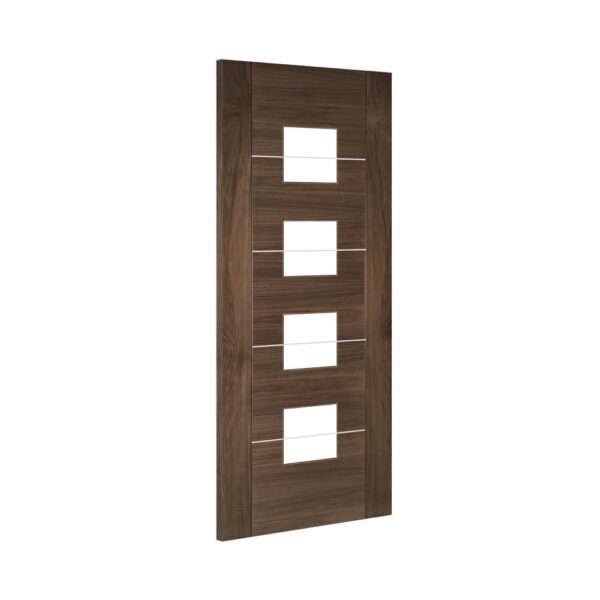 Valencia Prefinished Internal Walnut Door with Glass - Image 3