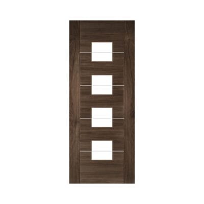 Valencia Prefinished Internal Walnut Door with Glass