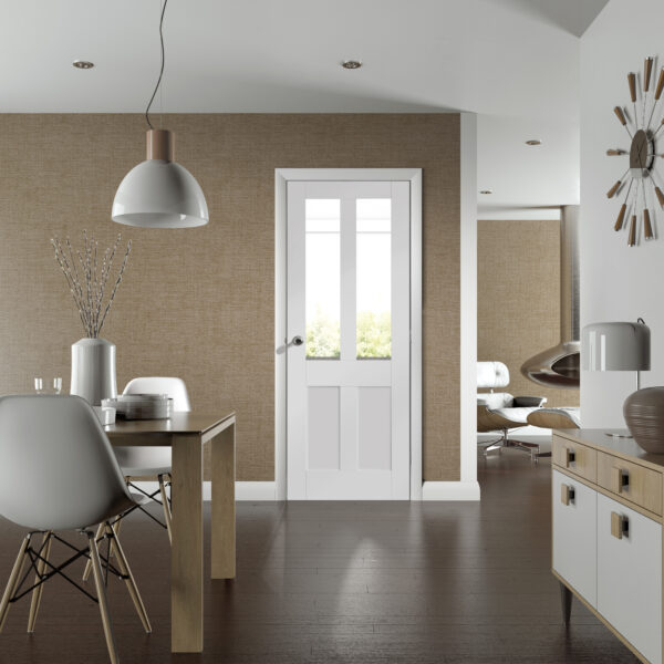 Internal White Primed Malton Shaker with Clear Flat Glass