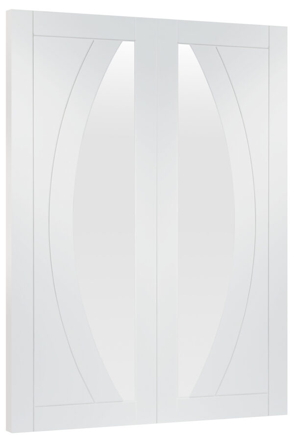 Internal White Primed Salerno Door Pair with Clear Glass - Image 3