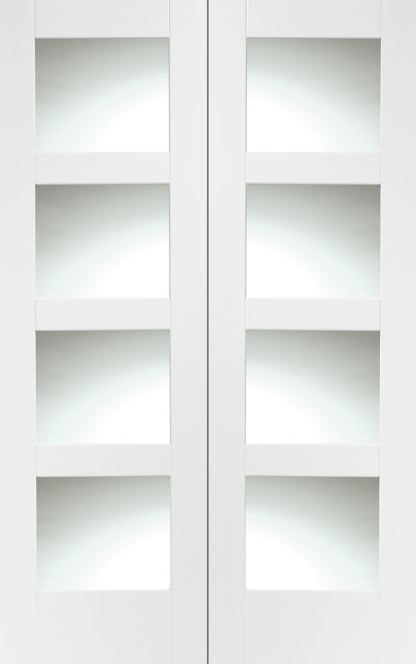 Internal White Primed Shaker Door Pair with Clear Glass - Image 2