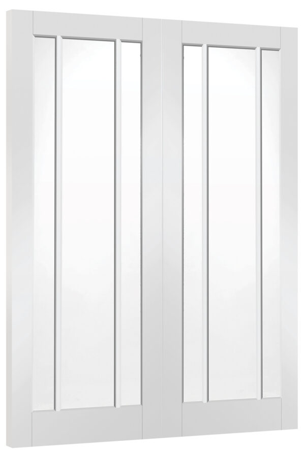 Internal White Primed Worcester Door Pair with Clear Glass - Image 3